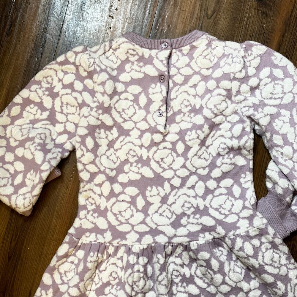 Girls Lavender Floral Boucle Sweater Dress Size 7